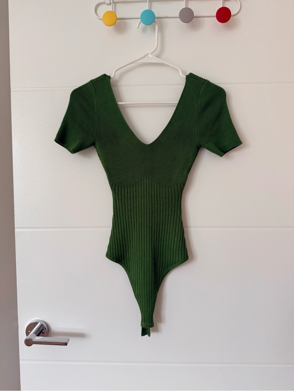 Abercrombie & Fitch Bright Green Ribbed V-Neck Bodysuit